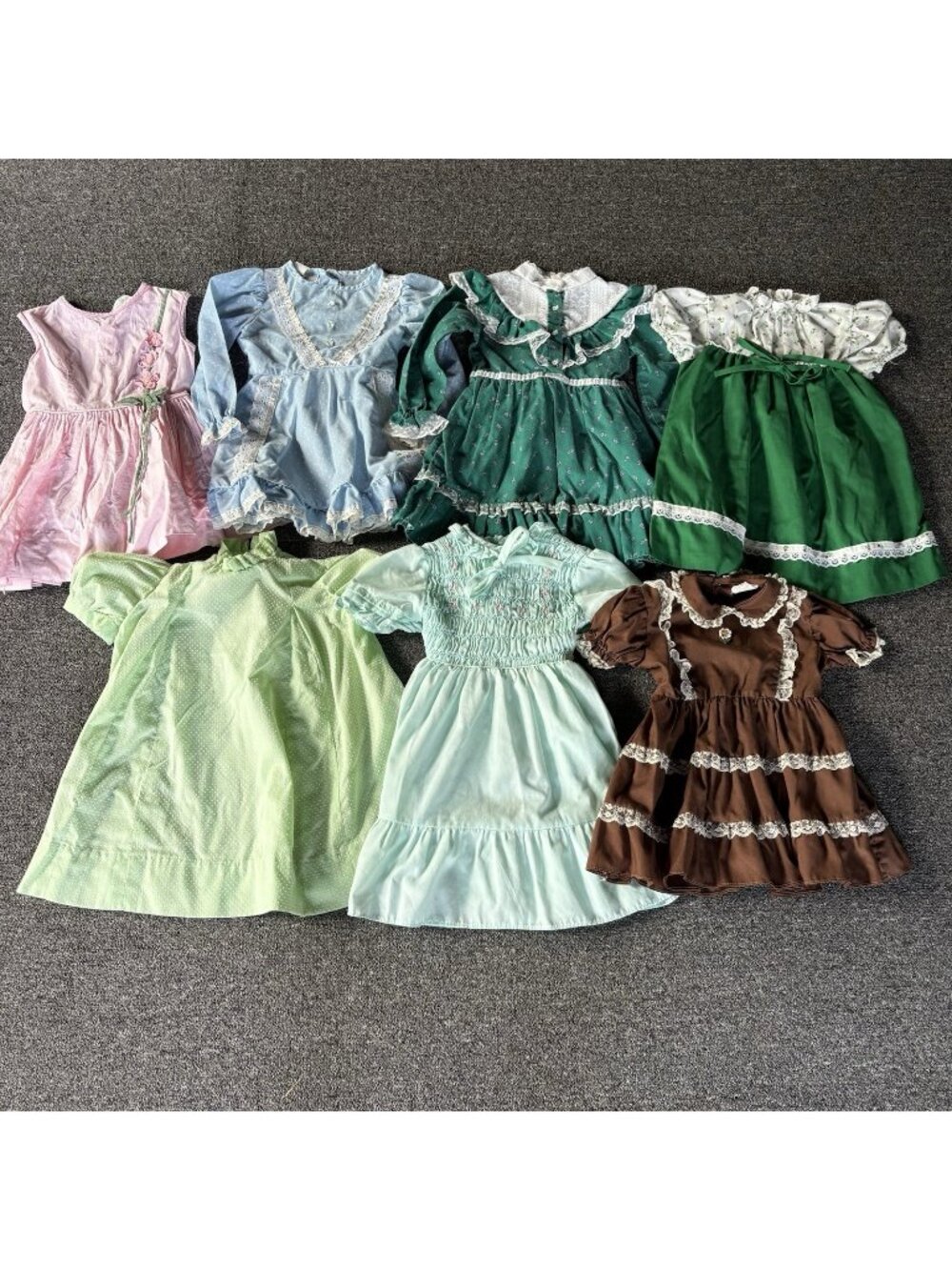 Vintage 70s/80s Girls Kids Size 3-4 Dress Lot of 7 Dresses Smocked Cottagecore